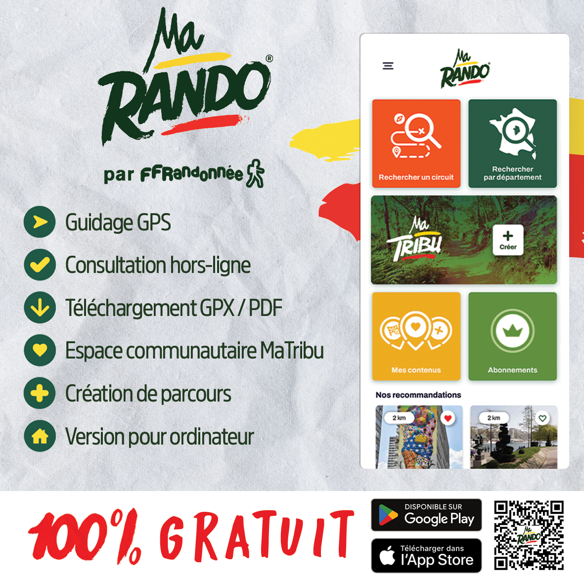 MaRando, l'application de randonnée 100% gratuite de la FFRandonnée